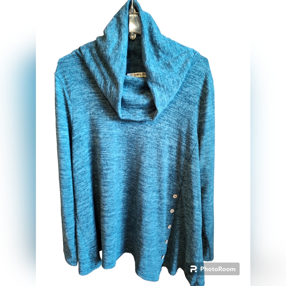 All In Love XL UltraSoft Forest Green Cowl Neck Tunic